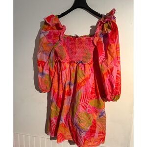 J.Marie XL Floral Mini Dress Puff Sleeve